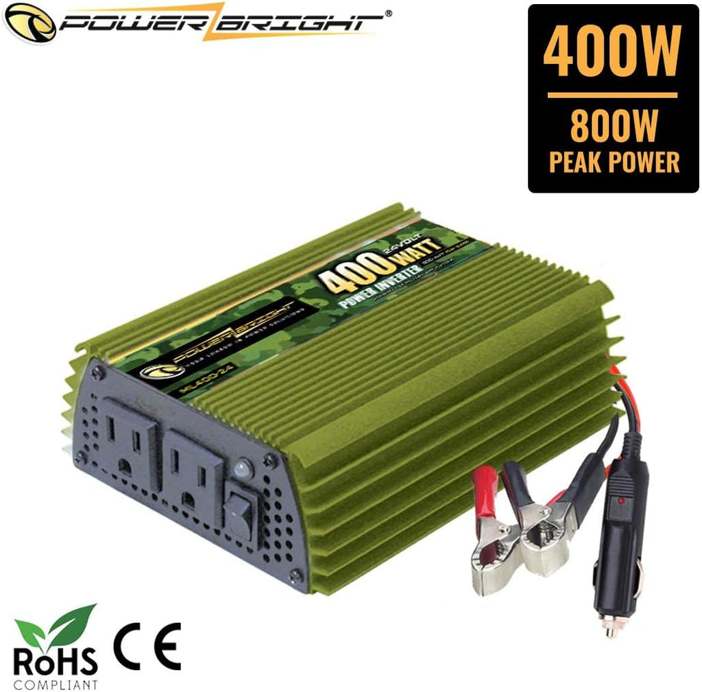 400 Watt 24V Power Inverter, Dual 110V AC Outlets, Modified Sine Wave, Pack of 2 I2425