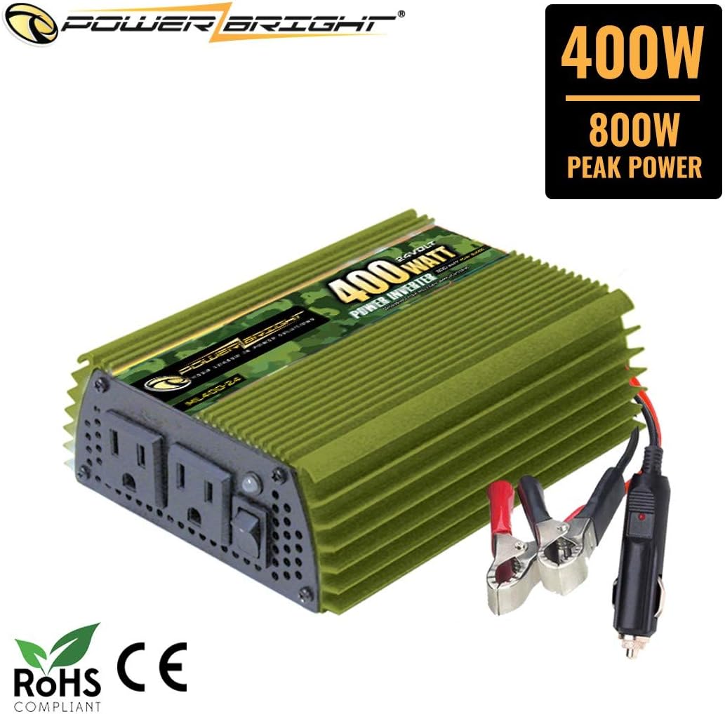 400 Watt 24V Power Inverter, Dual 110V AC Outlets, Modified Sine Wave, Pack of 2 I2425