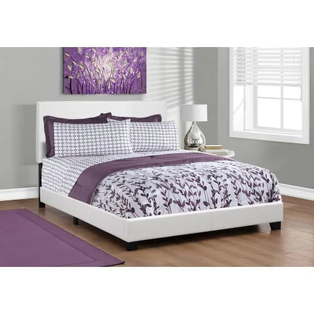 Queen White Faux Leather Bed A93388