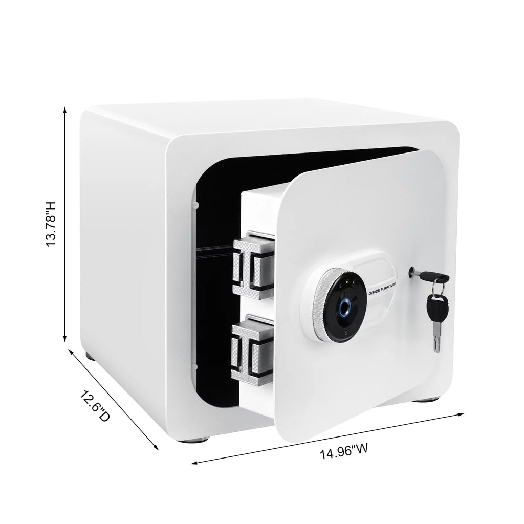 1.8 Cub White Safe Box with Fingerprint and Removable Shelf O98235