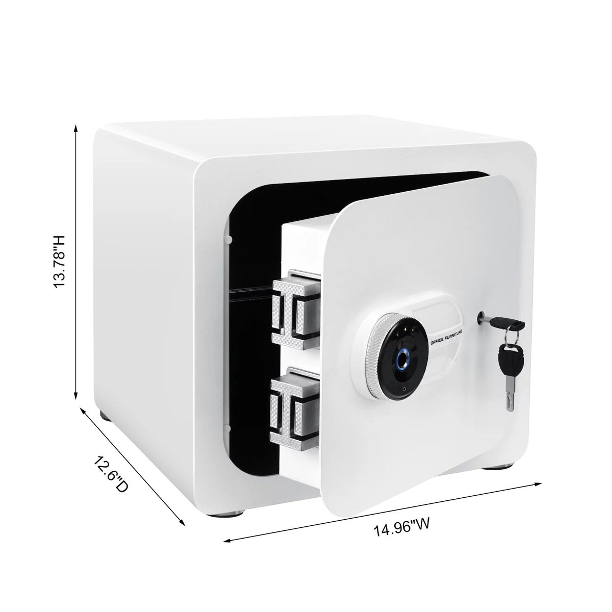 1.8 Cub White Safe Box with Fingerprint and Removable Shelf O98235