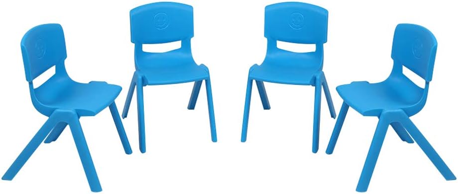 12 inch Blue Plastic Stackable Kids Chairs, 4Pcs X4057
