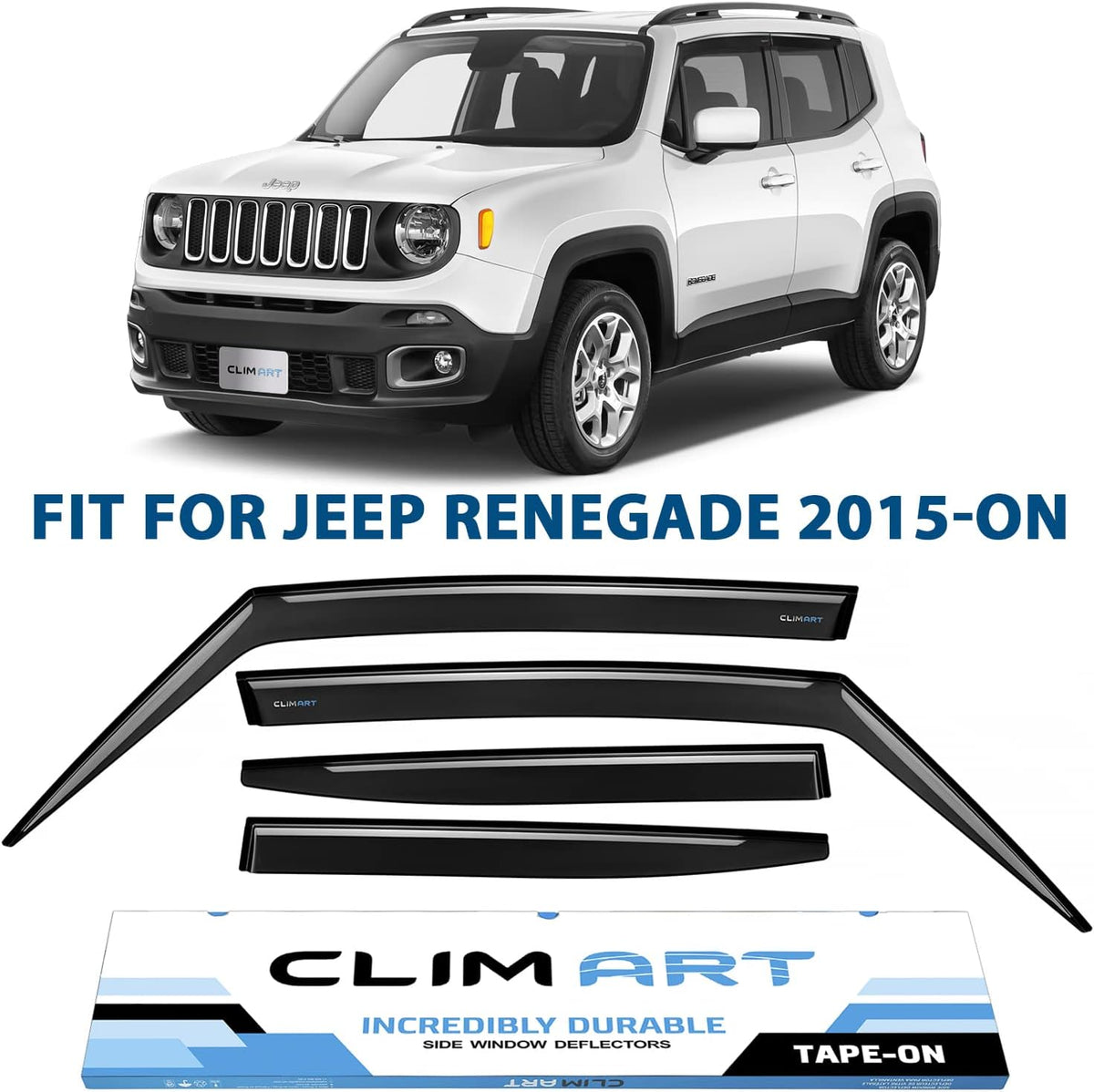 4 pcs Dark Smoke Rain Guards for Jeep Renegade 2015-2022 V140