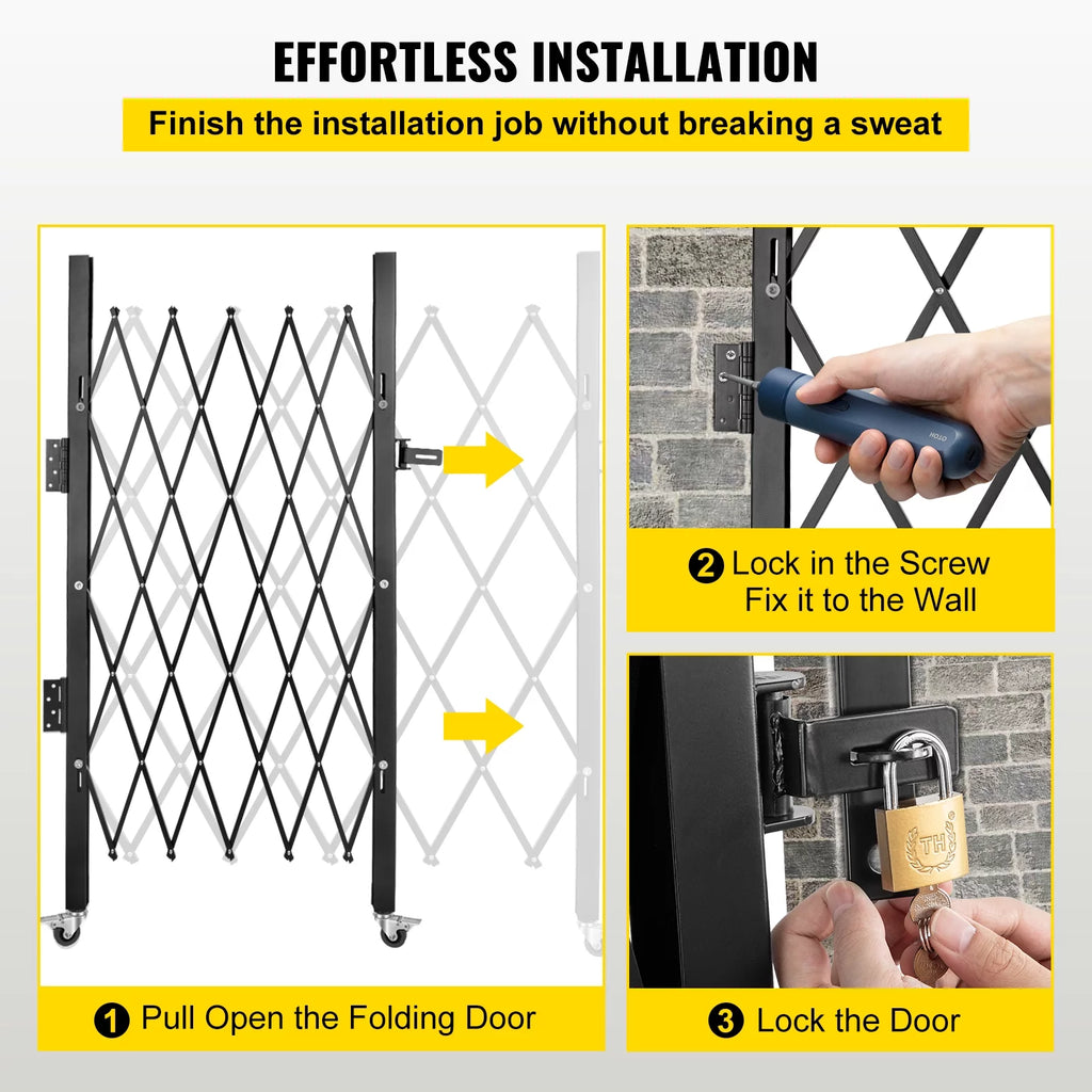 Folding Steel Security Gate with Padlock V5892