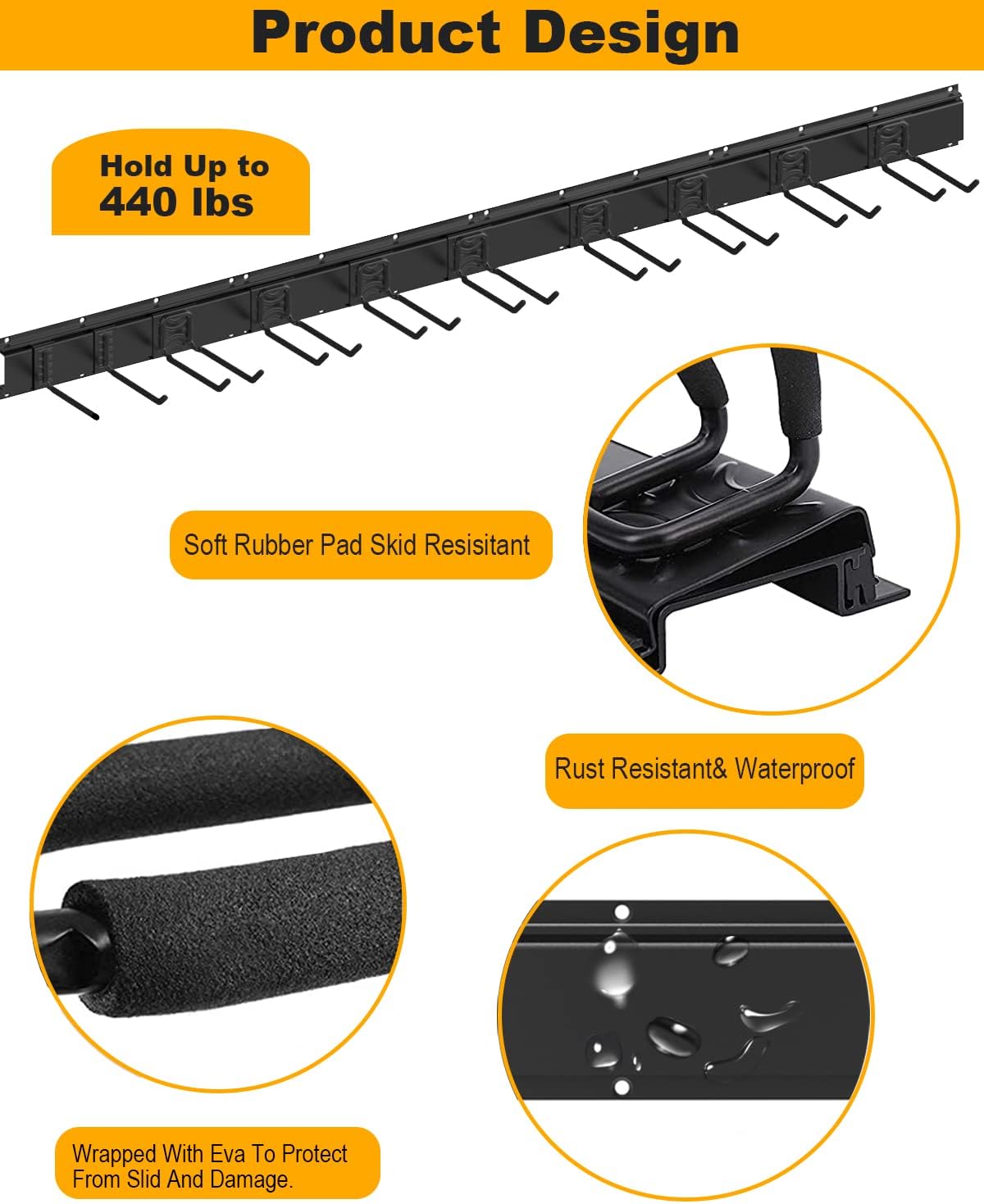 64INCH 4 Rail Aluminum Steel Wall Mount Tool Organizer, Pack of 2 N672090
