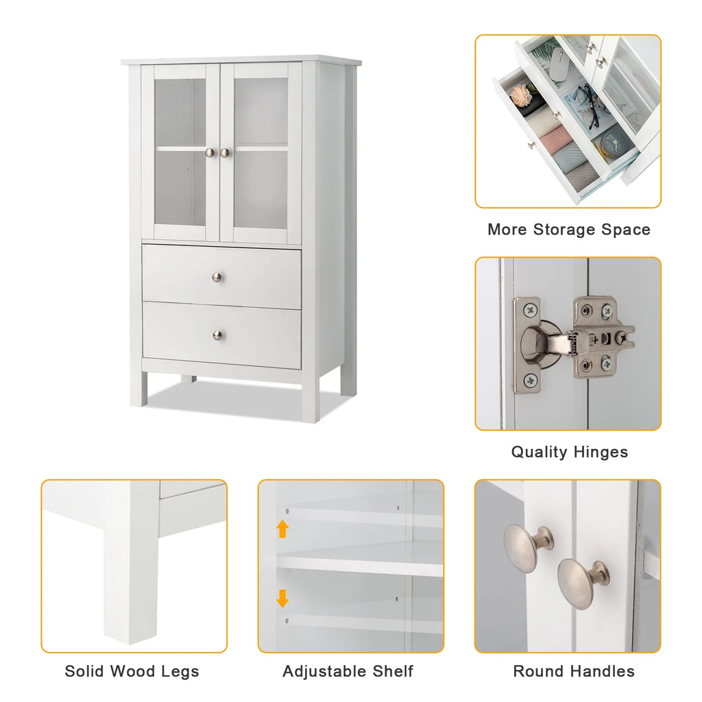 White Free Standing Bathroom Cabinet with Drawer and Shelf E8412