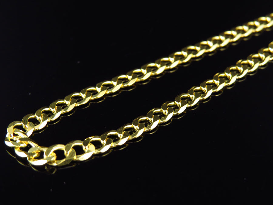 Yellow Gold Finish Sterling Silver Miami Cuban Link Chain Necklace P609