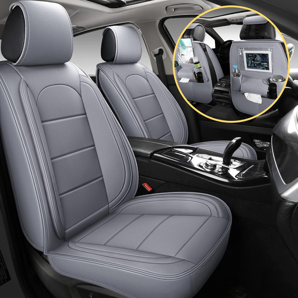 Grey Leather Full Set Car Seat Covers J672