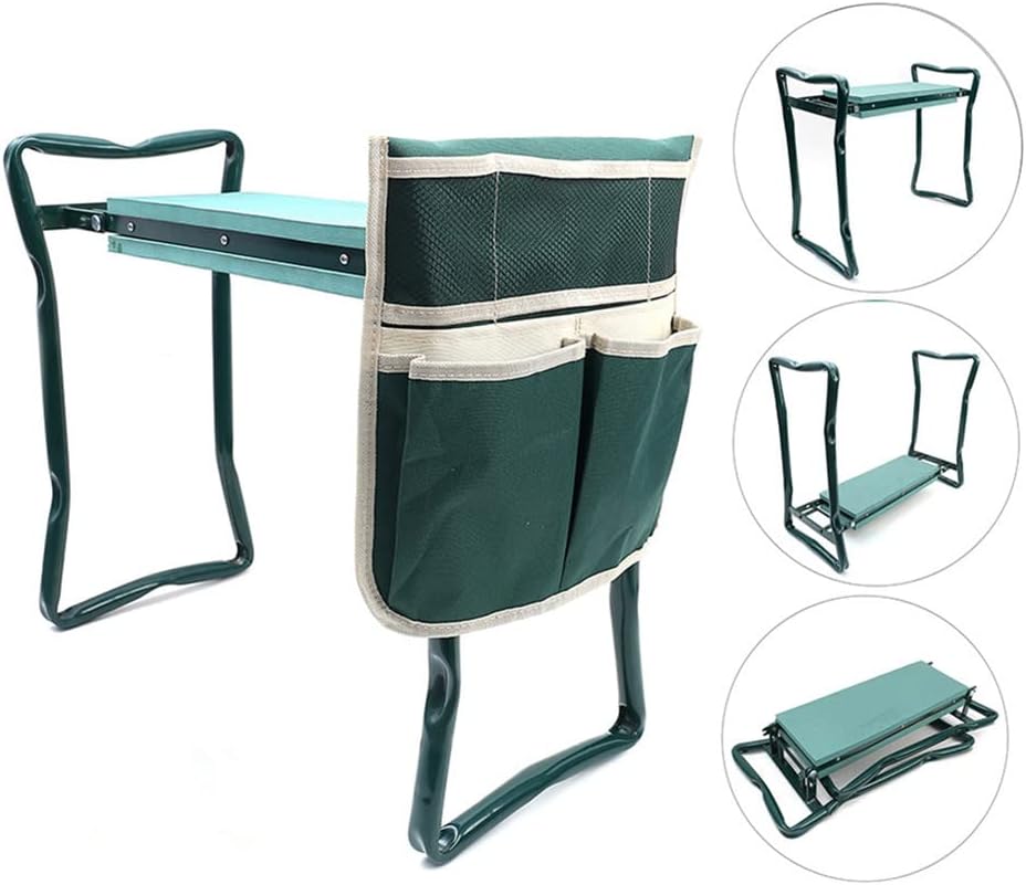 Garden Kneeler Seat Foldable Stool with Tool Bag EVA Foam Pad R10642