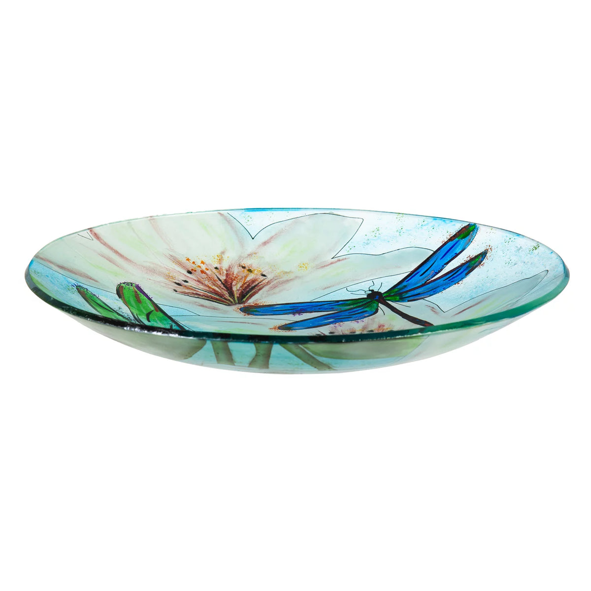 16" Glass Bird Bath with Stand O2136
