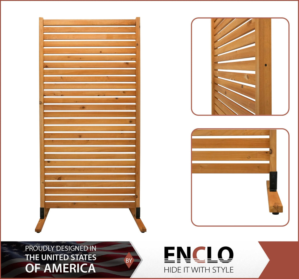 6 ft H x 3 ft W Slatted Wood Privacy Screen Kit (1 Panel) V7050