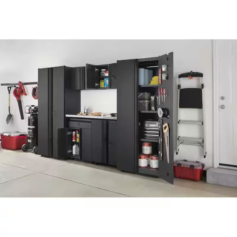 7-Piece Welded Steel Garage Storage System in Black W455305