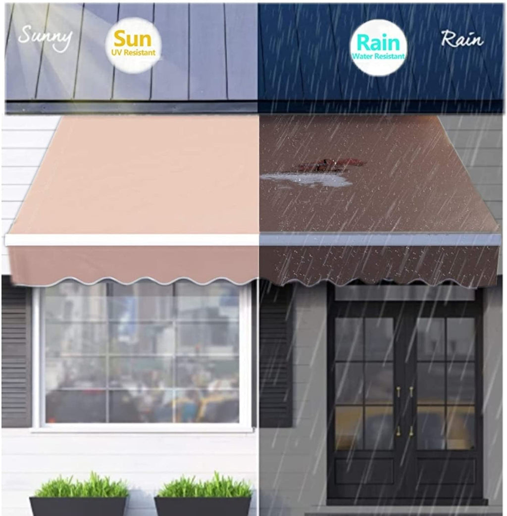 10' x 8.2' Manual Retractable Patio Awning with Aluminum Frame N71919