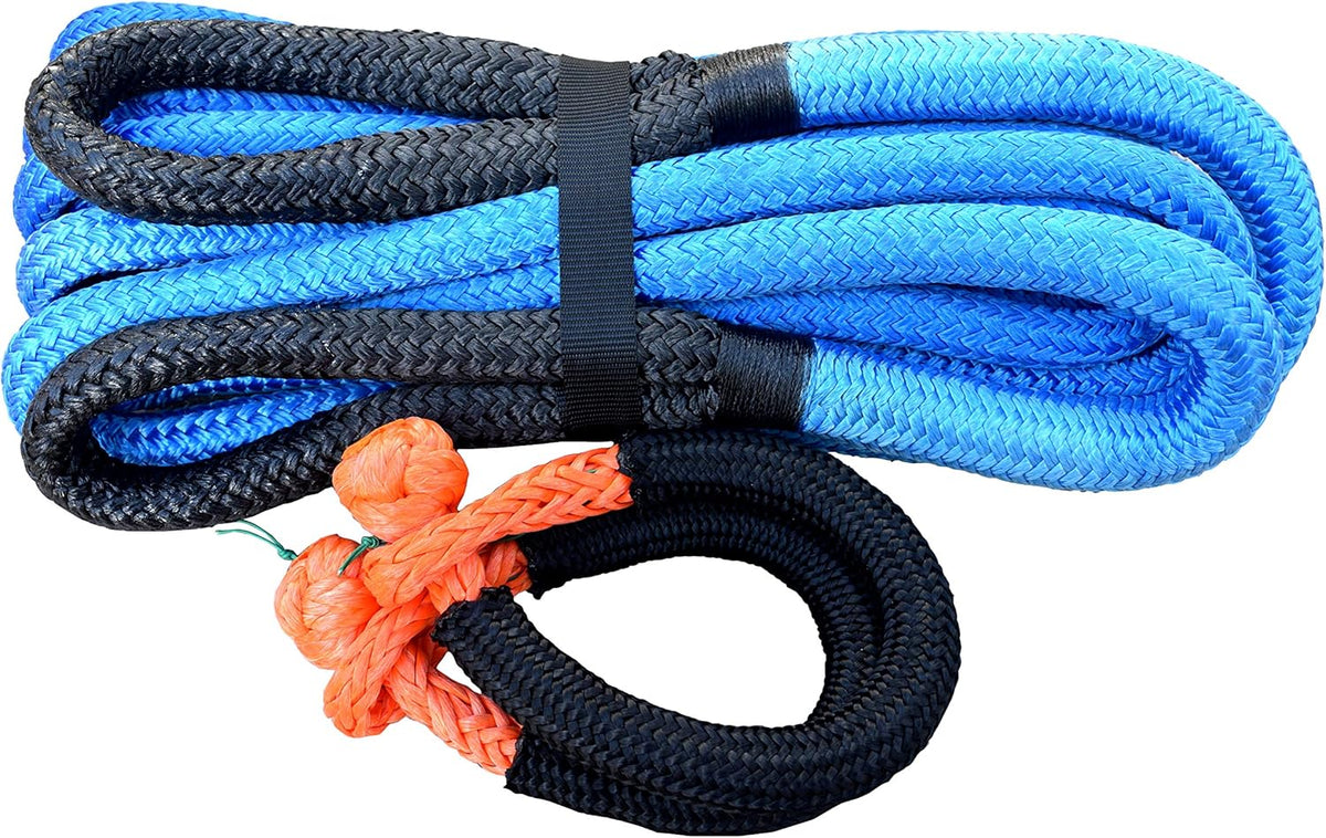 Nylon Kinetic Recovery Rope with Soft Shackle, 7/8 inch 30 feet, Blue N140