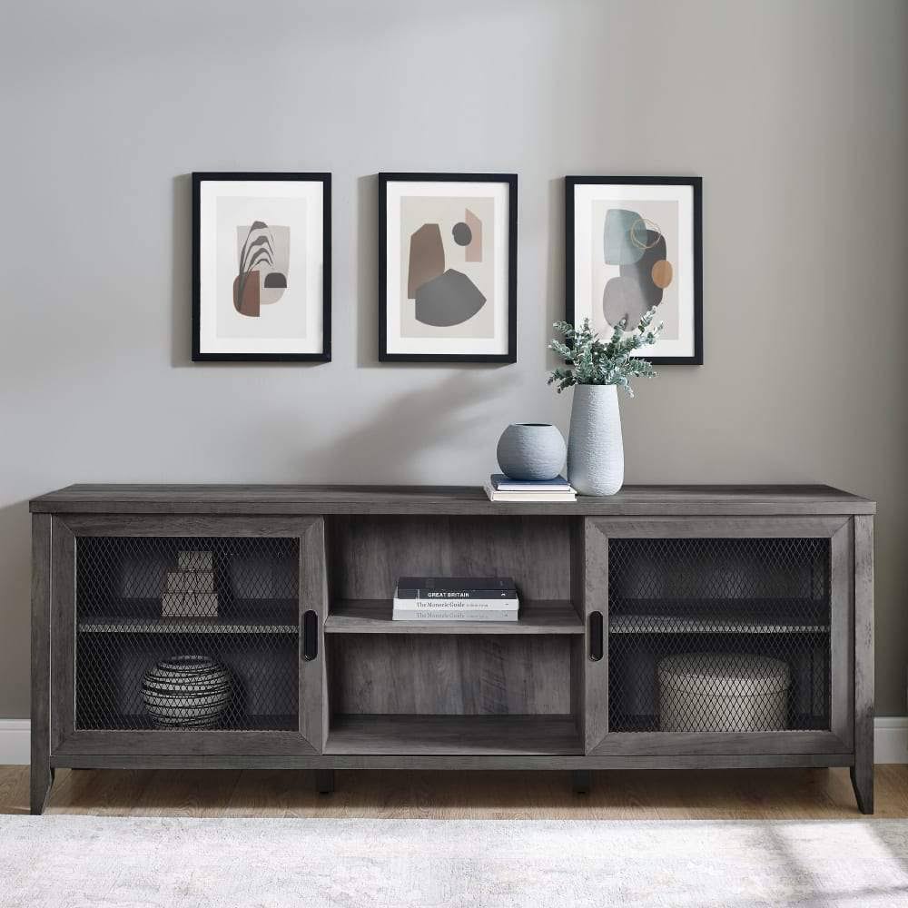 Industrial Sliding Mesh Door TV Console X688