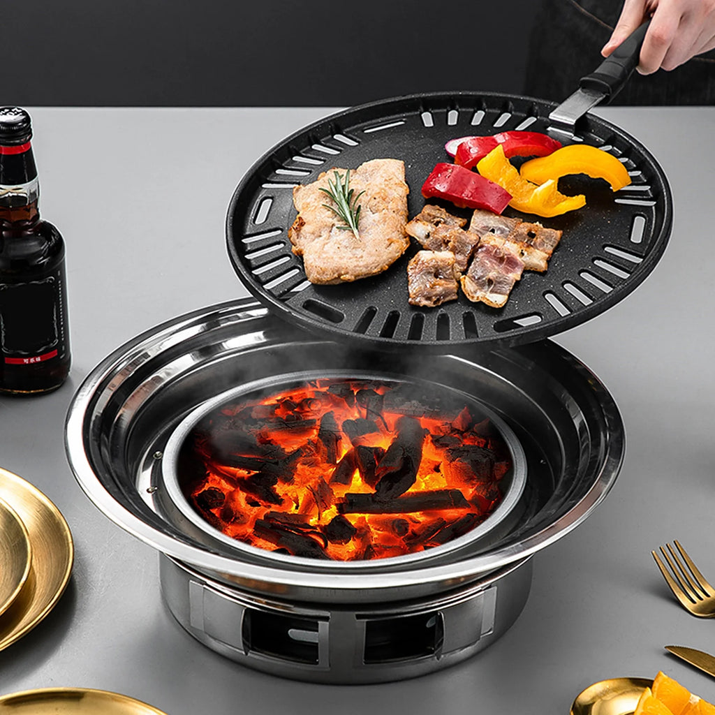 Charcoal Grill Non-stick Portable Stainless Steel BBQ Stove J504