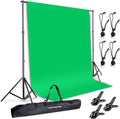 100% Pure Muslin 6.5 Ft x 10 Ft Chromakey Green Screen Backdrop with Backdrop Stand Kit J86469