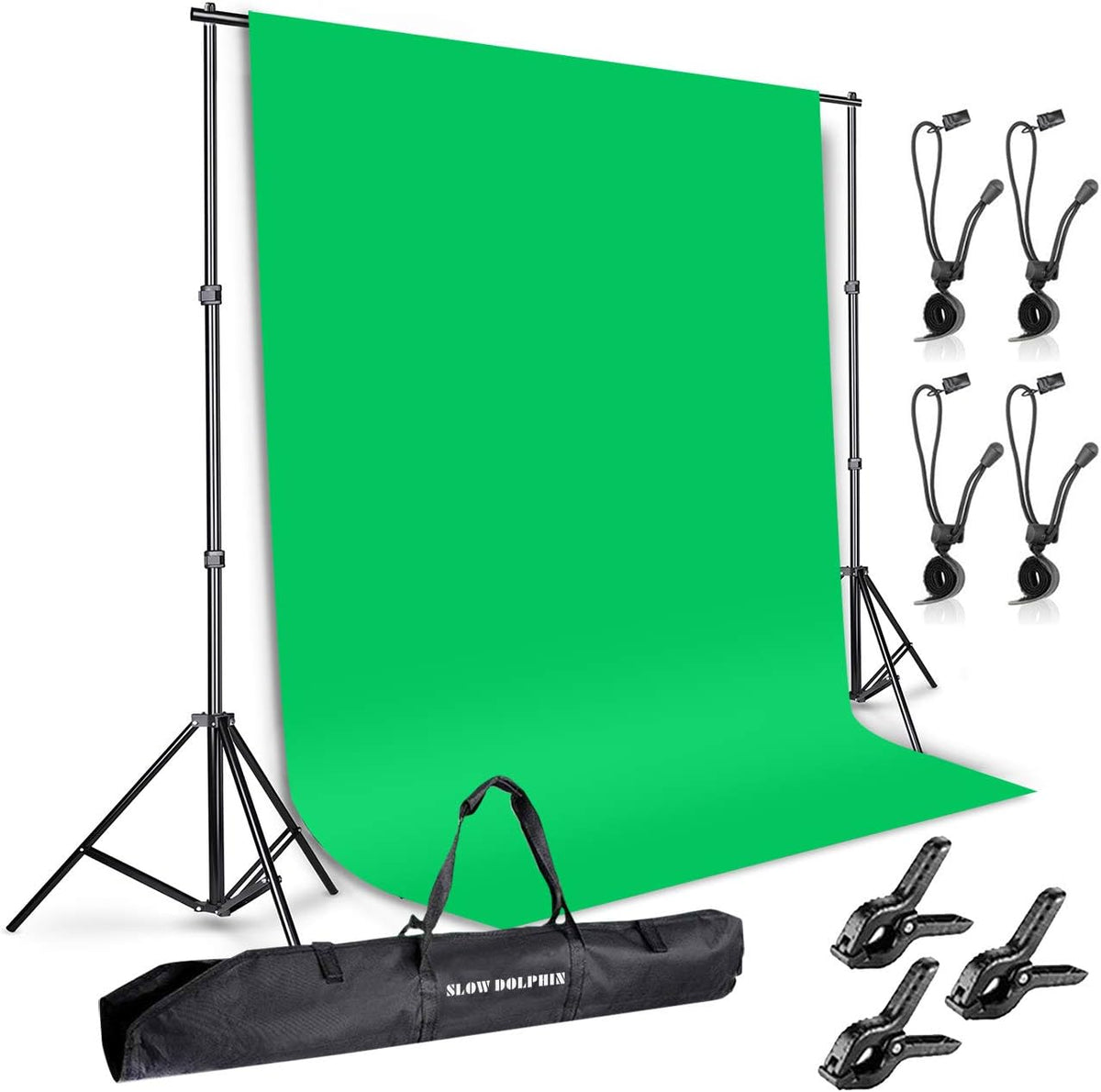 100% Pure Muslin 6.5 Ft x 10 Ft Chromakey Green Screen Backdrop with Backdrop Stand Kit J86469