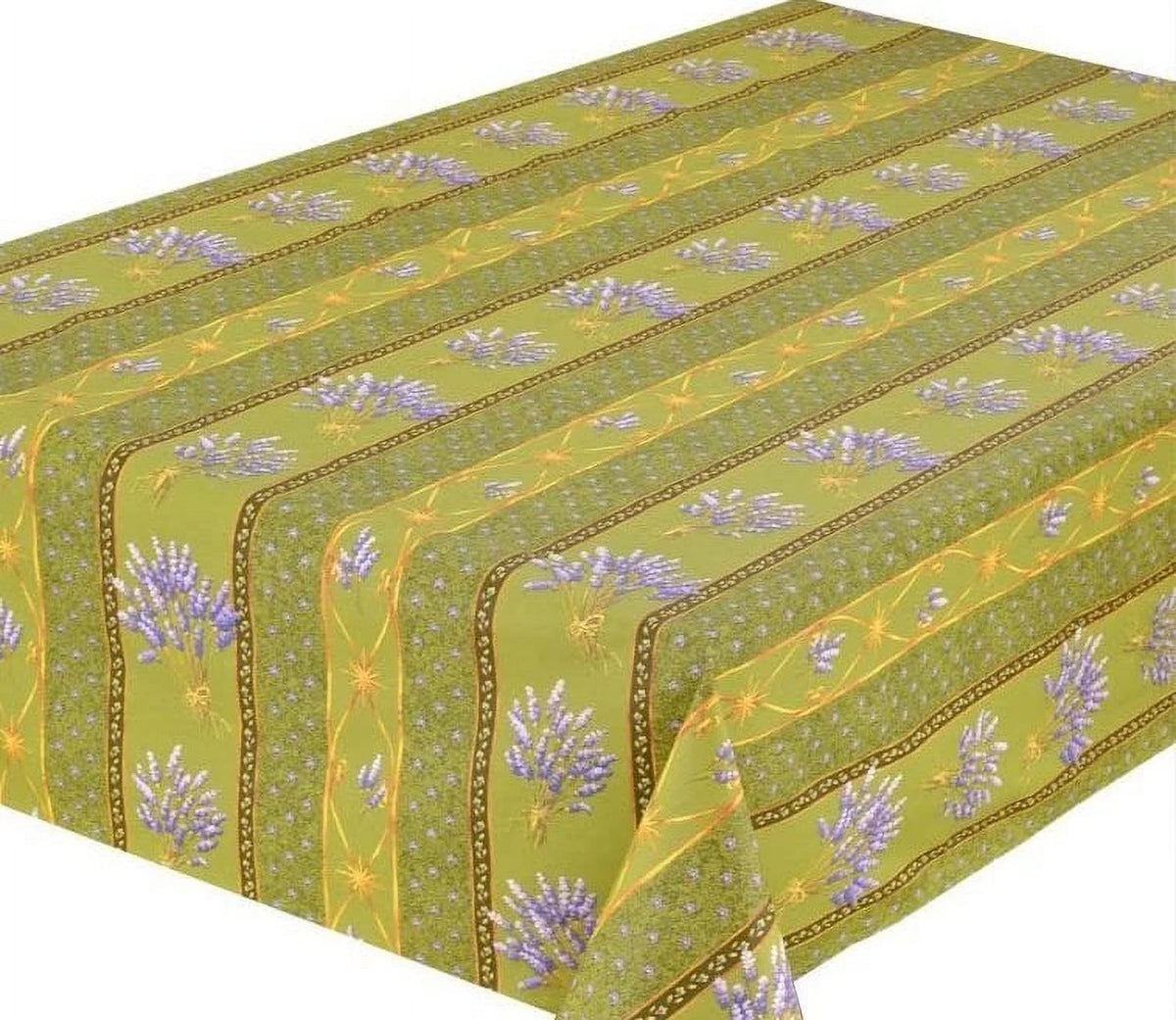 French Provence Tablecloth 60" x 84" Rectangular Coated Cotton Lavender Green B443468