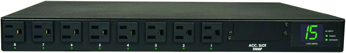 Metered PDU, 15A, 13 Outlets, 120V, 15 ft. Cord, 1U Rack-Mount Power J219595