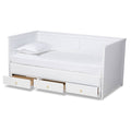 White Finished Wood Expandable Twin Size to King Size Daybed with Storage Drawers T458