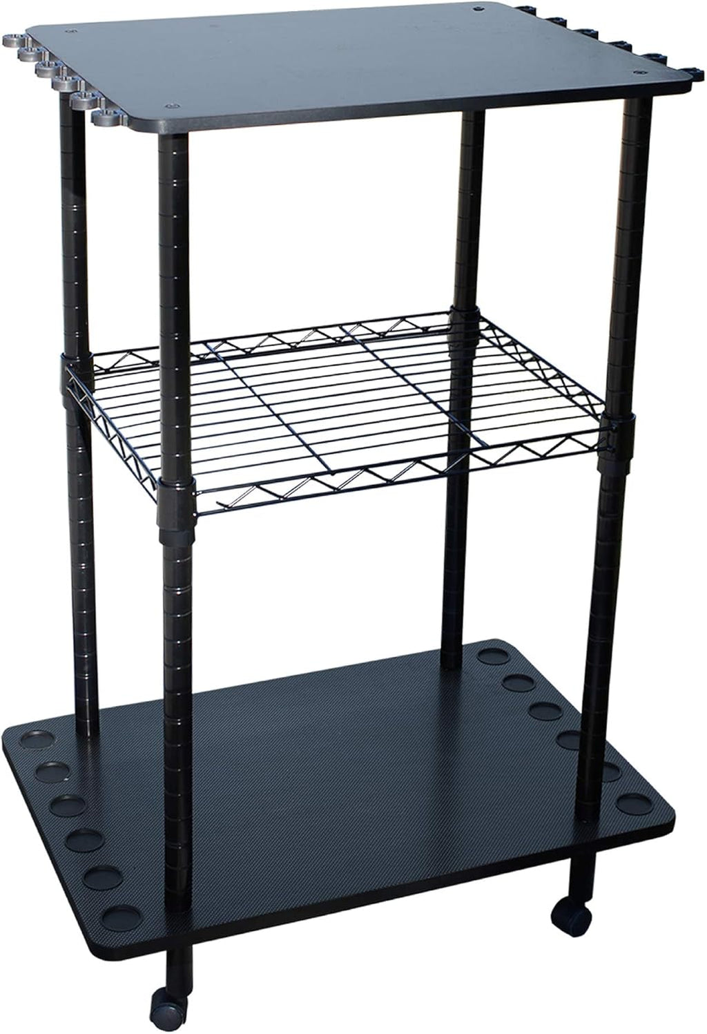 12 Fishing Rod Tackle Cart Black G8378