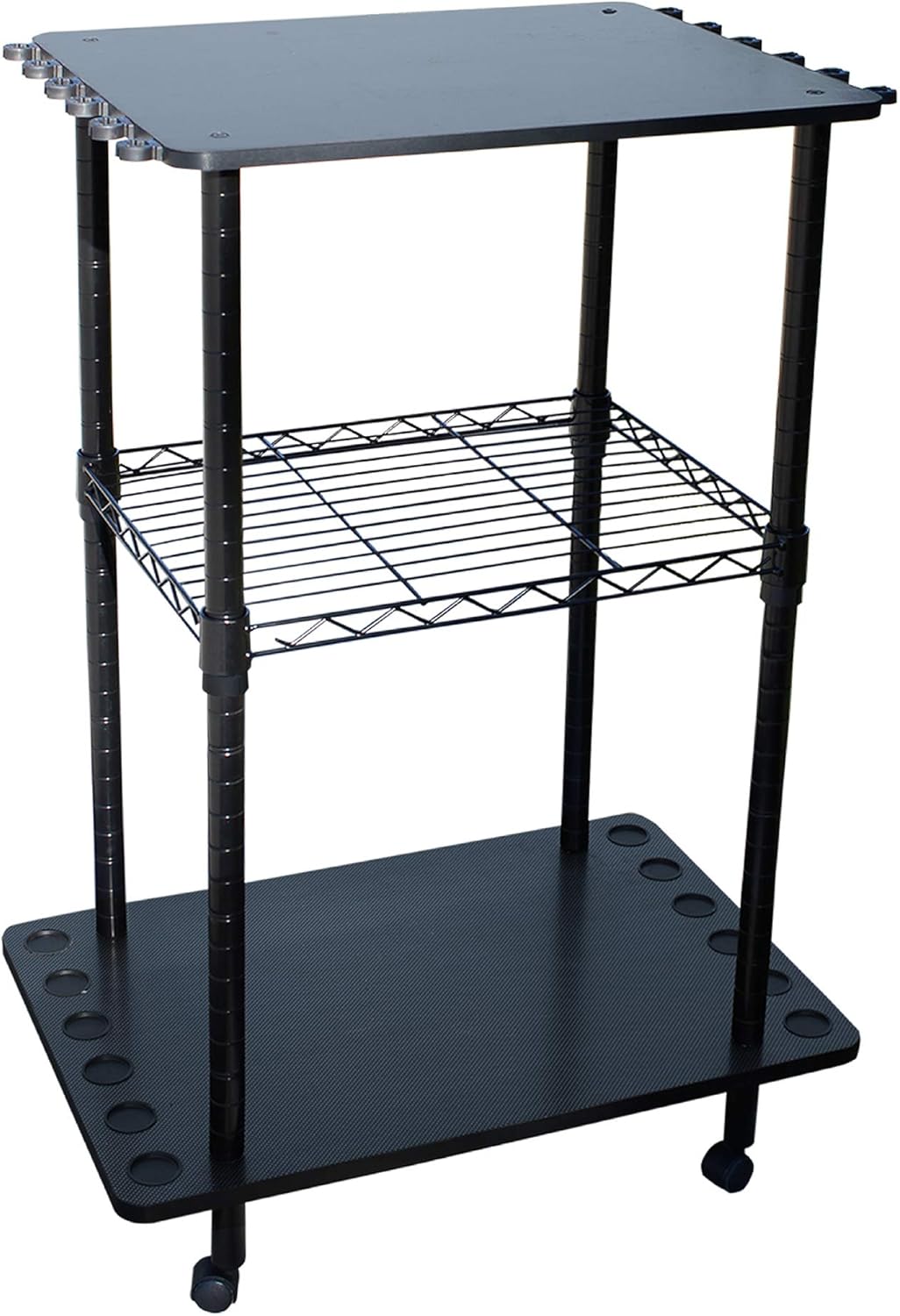 12 Fishing Rod Tackle Cart Black G8378