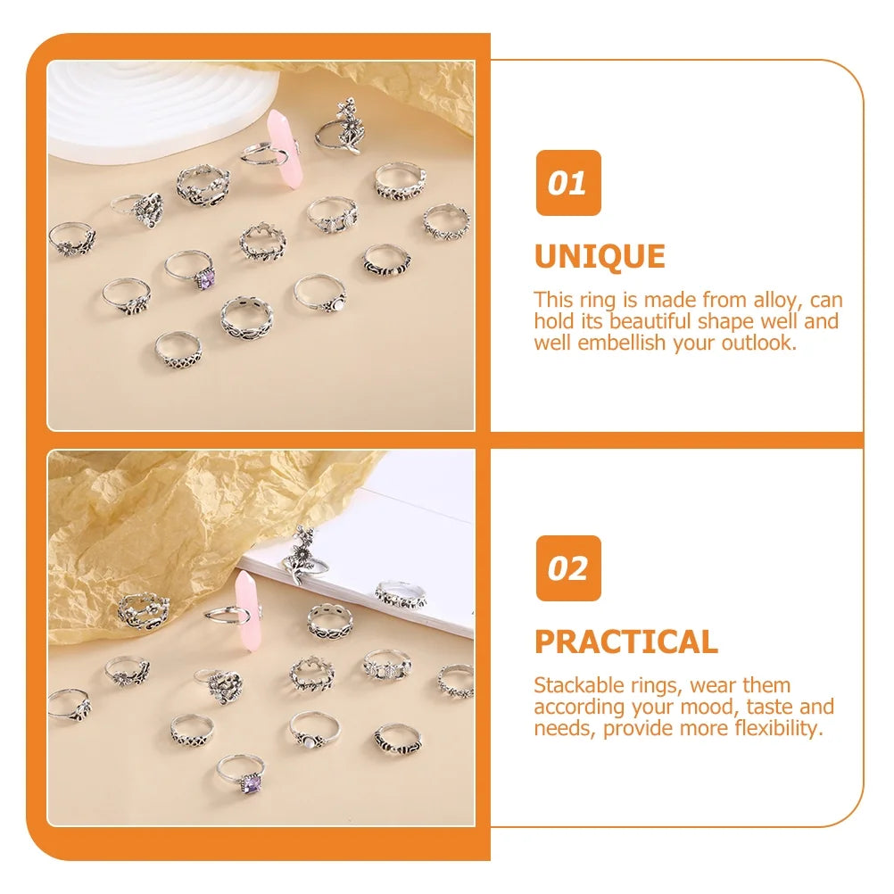 15 Pcs Beaded Alloy Knuckle Rings V34463