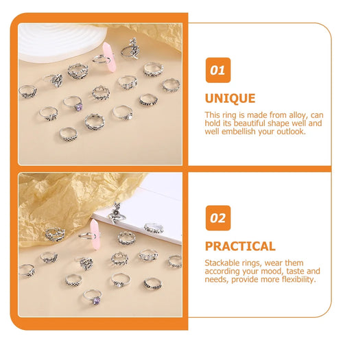 15 Pcs Beaded Alloy Knuckle Rings V34463