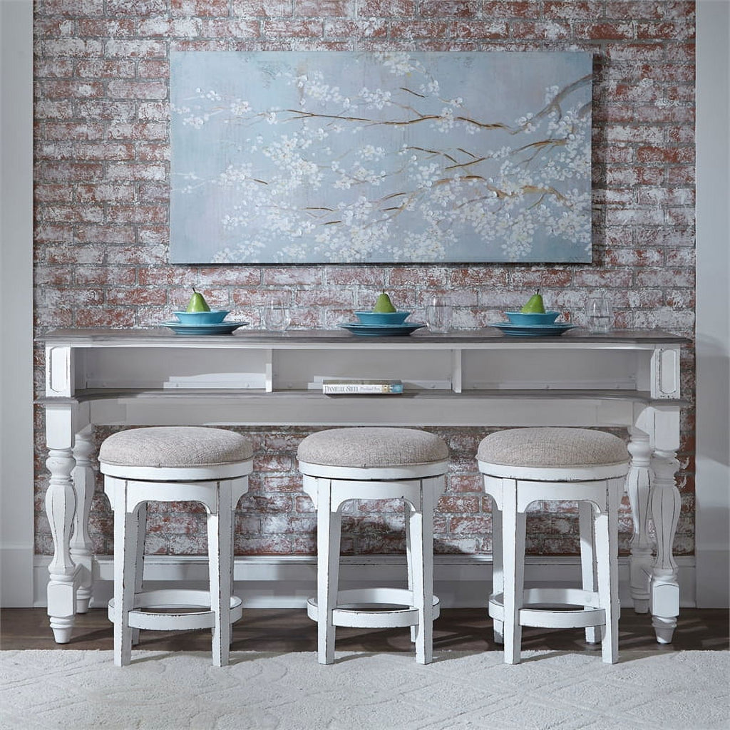 Antique White Console Swivel Stool Set W8945