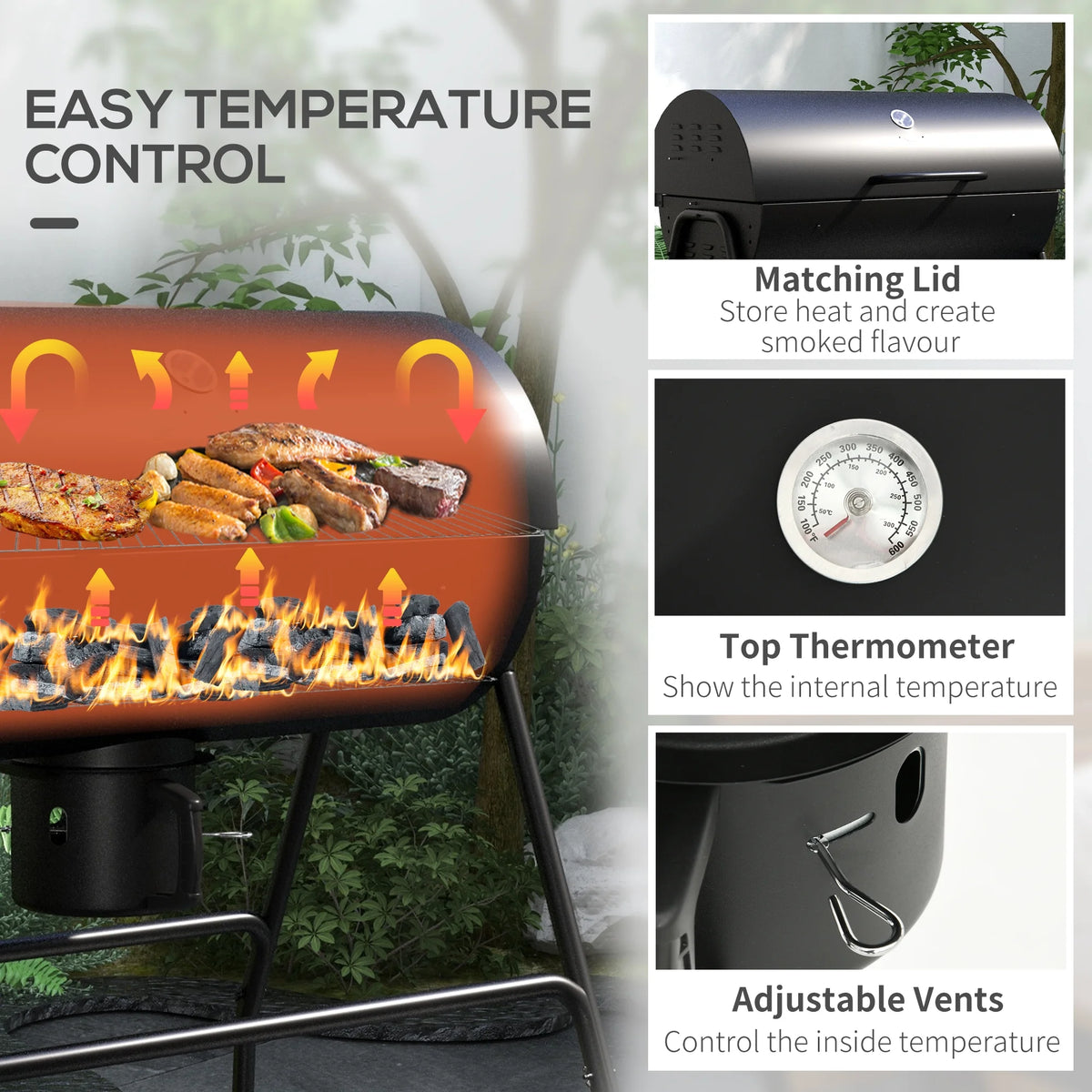 Wheeled Charcoal BBQ Grill C8113