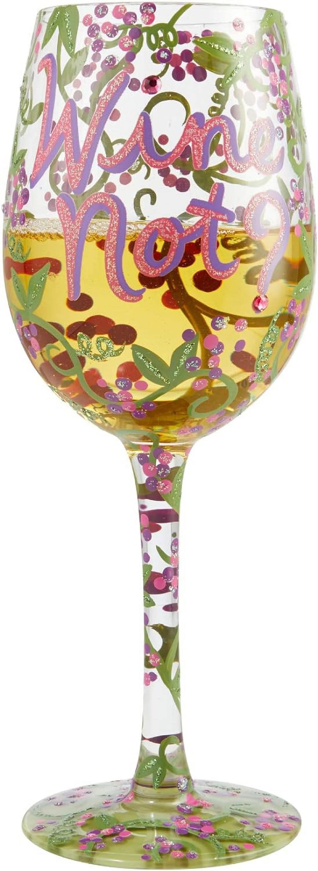 Hand-Painted Artisan Wine Glass, 1 Count, Multicolor N53470