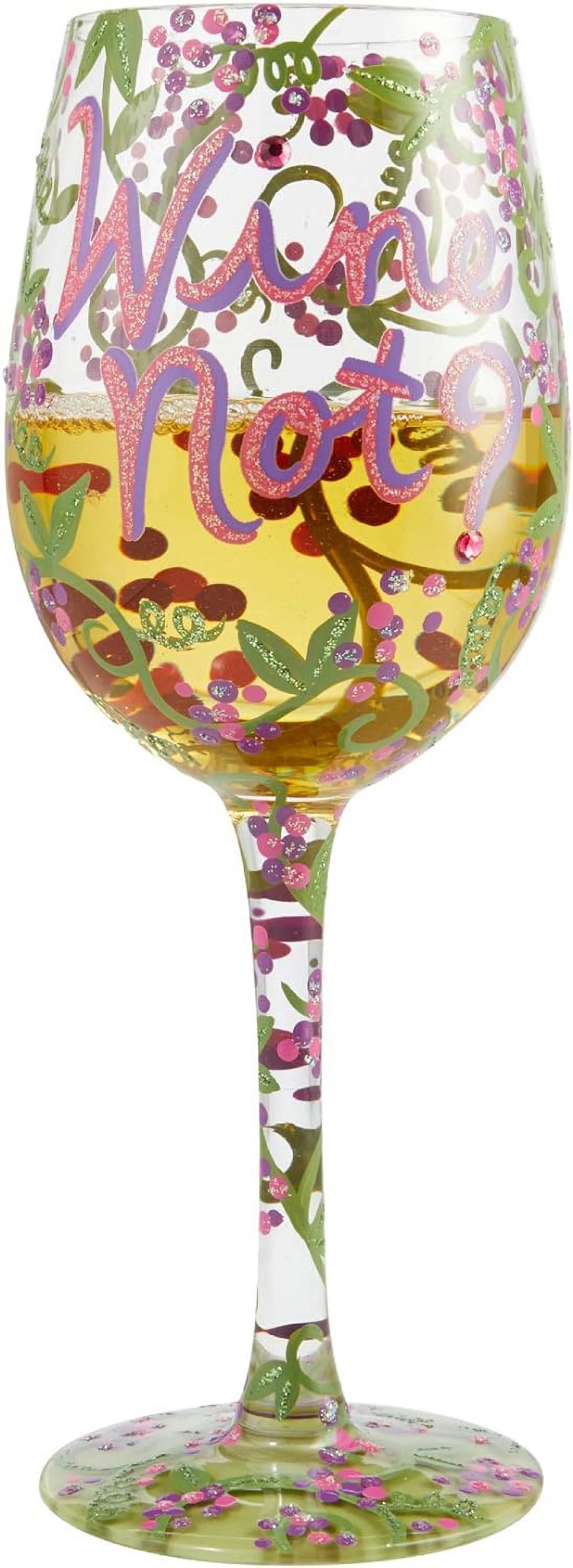 Hand-Painted Artisan Wine Glass, 1 Count, Multicolor N53470