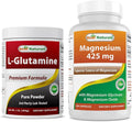 L-Glutamine Pure Powder 1 LB & Magnesium Glycinate 425 mg G3024