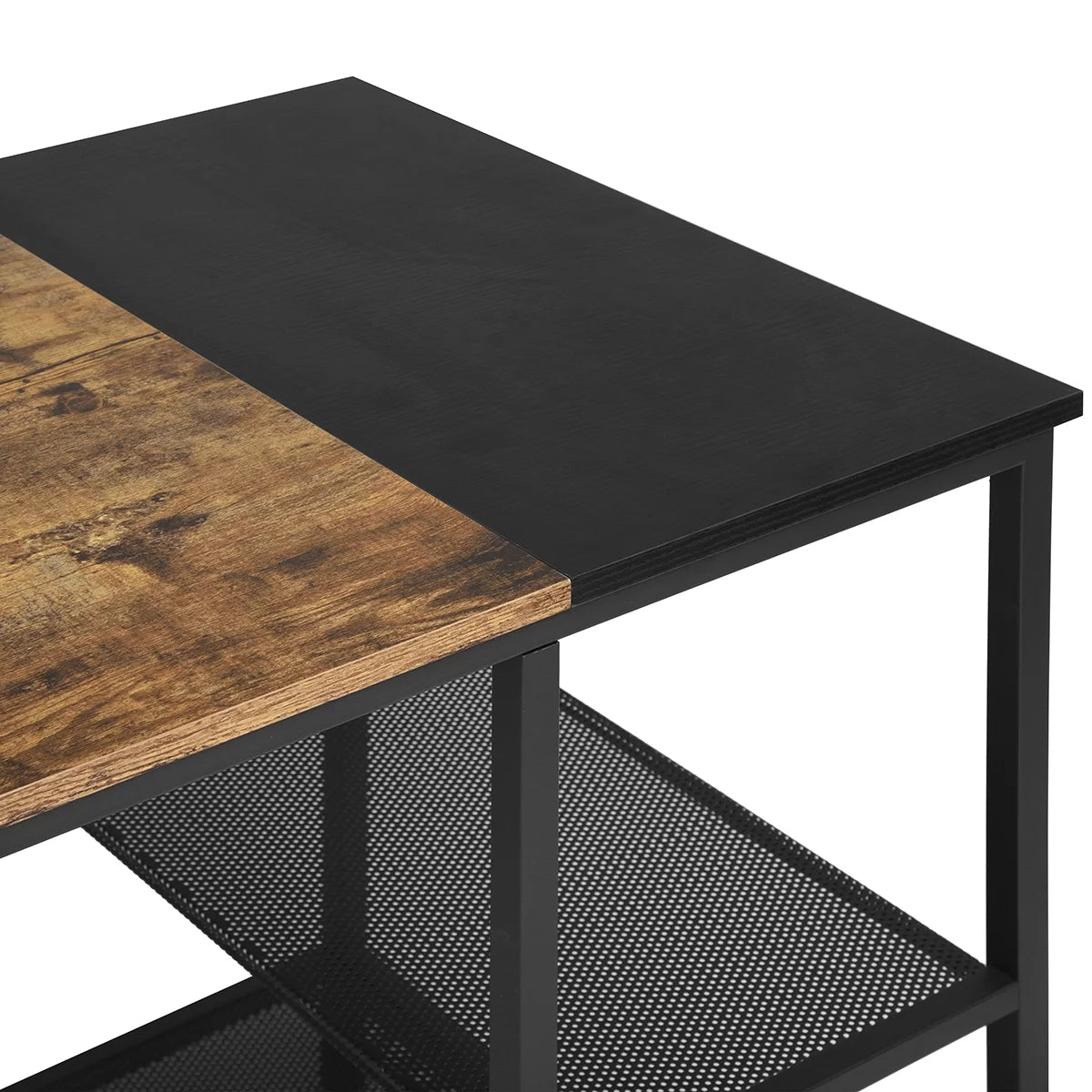 Black Study Desk with 2 Storage Shelves Metal Frame B649254