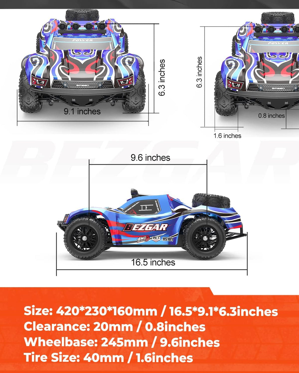 Remote Control Truck 4WD Electric Toy Off Road RC Monster Vehicle Car Crawler with 2 Rechargeable Batteries M568