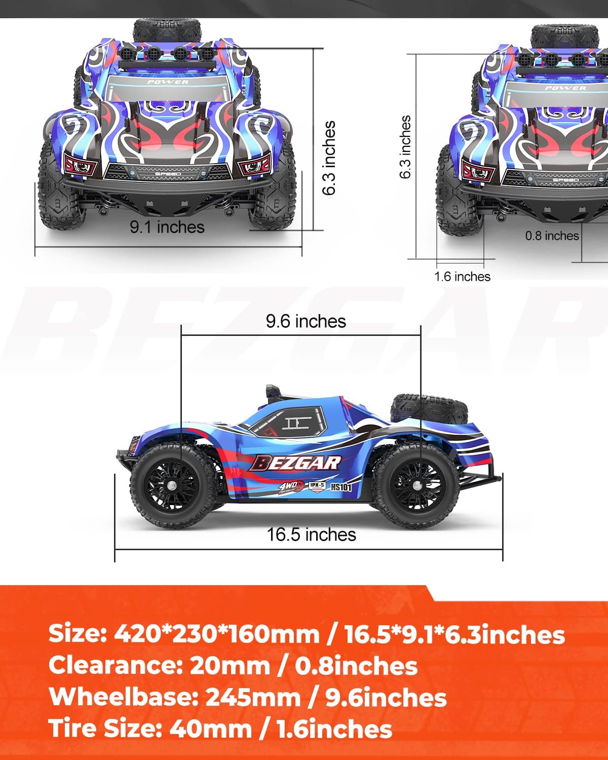 Remote Control Truck 4WD Electric Toy Off Road RC Monster Vehicle Car Crawler with 2 Rechargeable Batteries M568