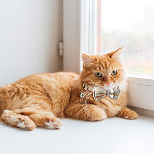 4 Pieces Breakaway Cat Collar Bandana with Plaid Scarf and Bowtie Bell E23731