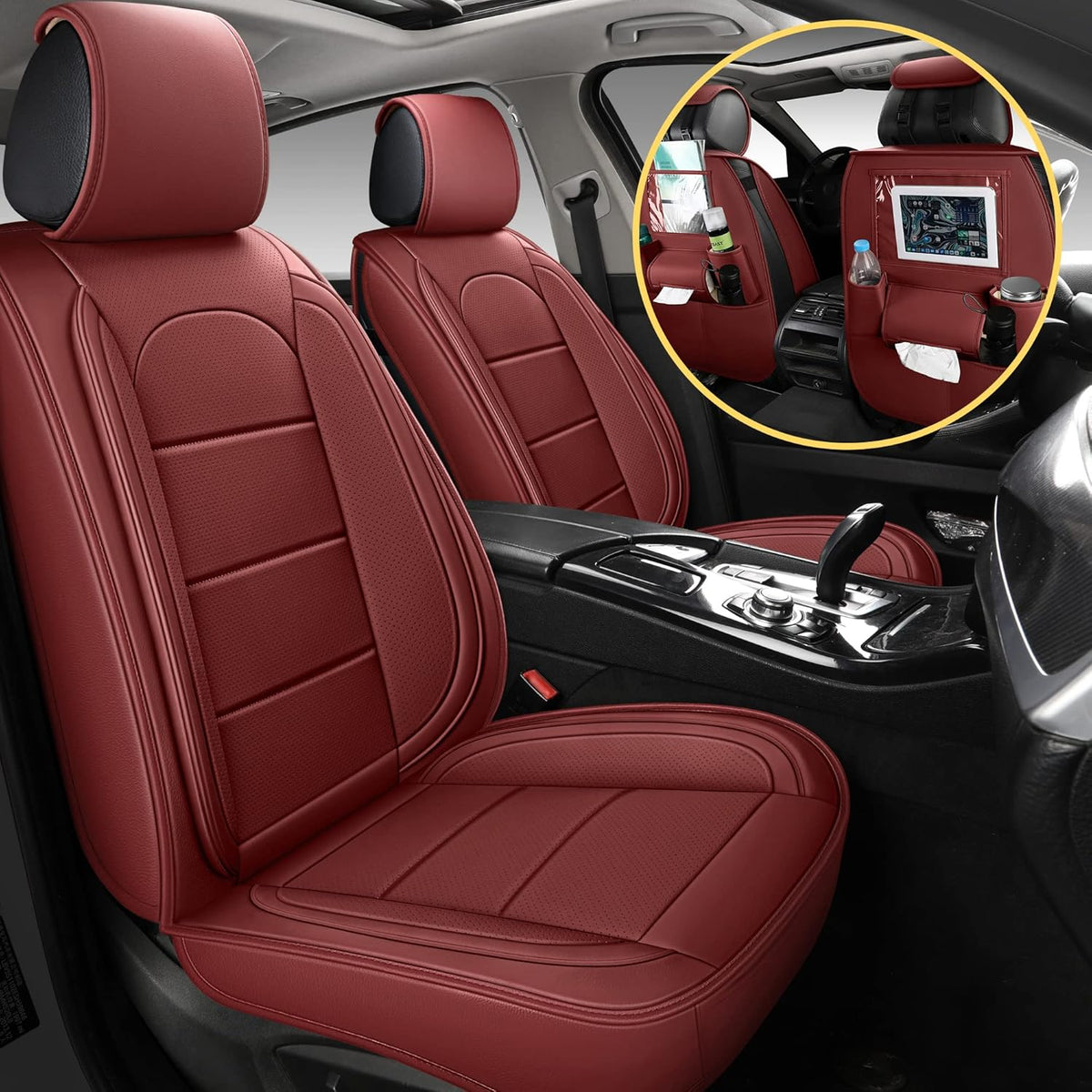 Grey Leather Full Set Car Seat Covers J672