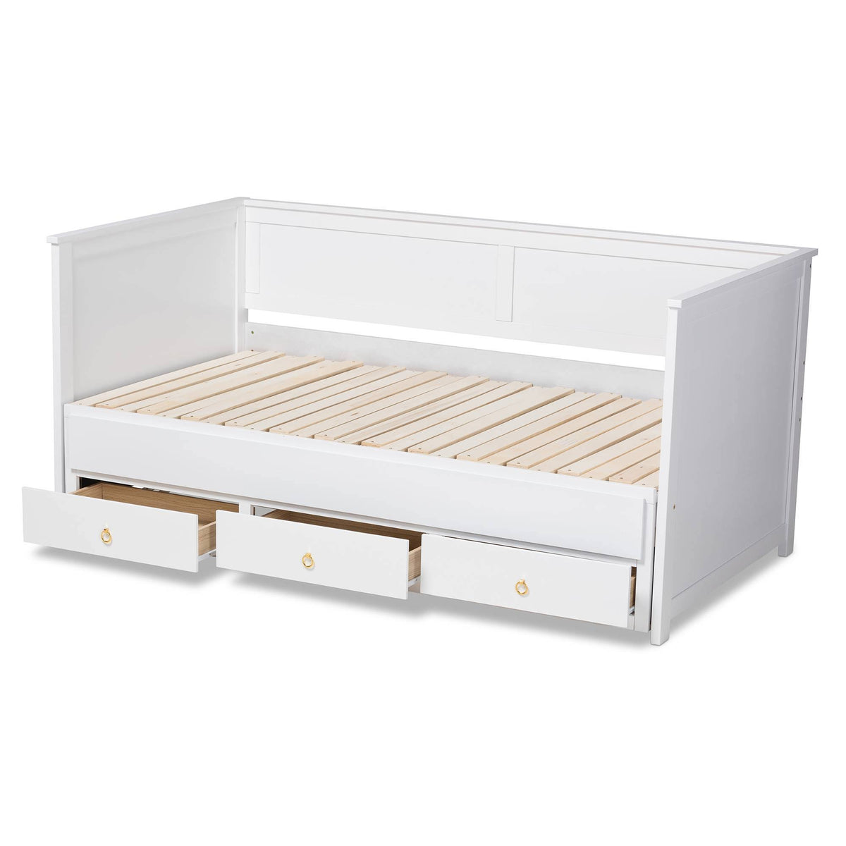 White Finished Wood Expandable Twin Size to King Size Daybed with Storage Drawers T458
