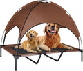 Elevated Dog Bed with Canopy, 1680D Oxford Fabric Raised Mesh Cot, Grey S520
