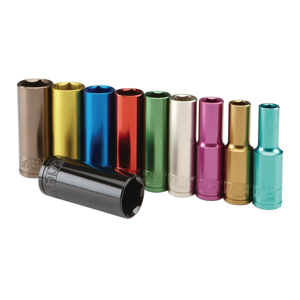 1/2 in. Drive SAE Color-Coded Deep Socket Set, 10-Piece T1708