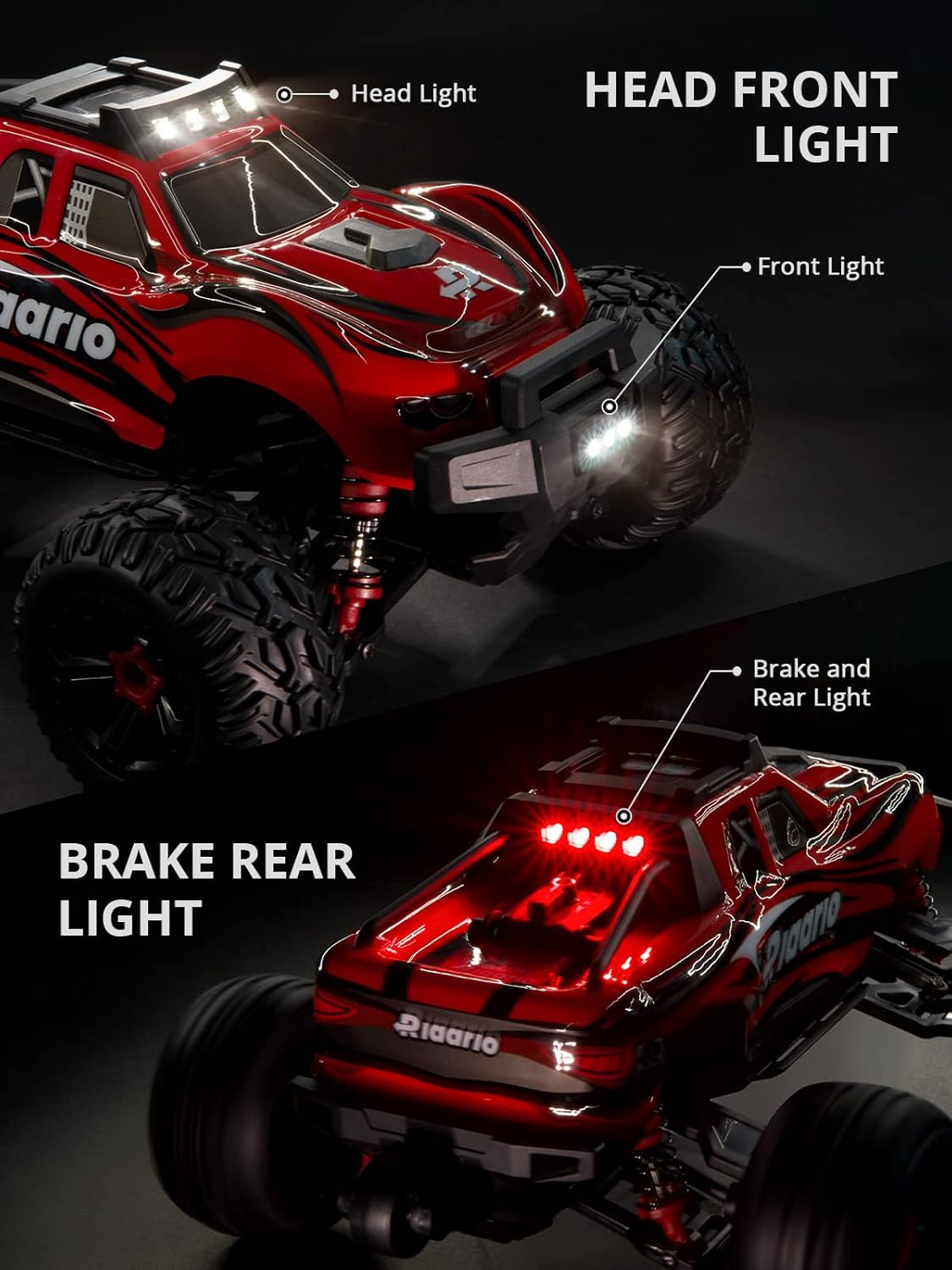 Red Black White 1:16 RC Monster Truck with 2 Batteries P3938