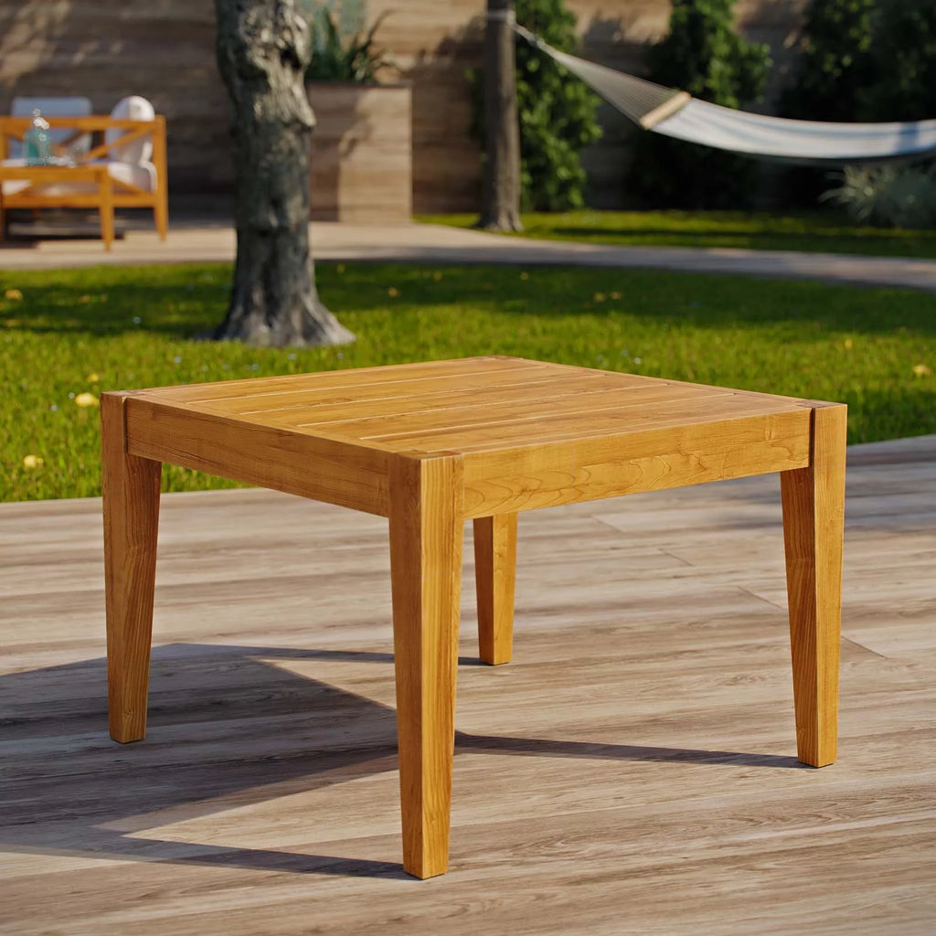 Contemporary Modern Urban Outdoor Patio Side Table, Wood, Natural A996