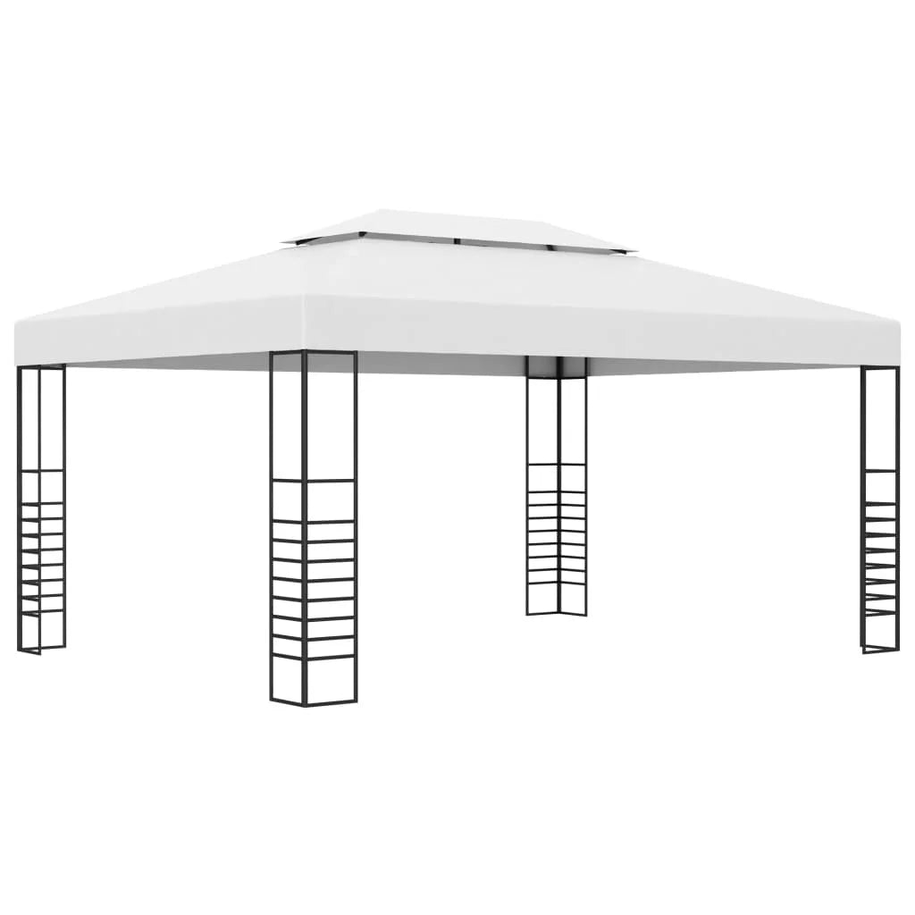 White Powder-Coated Steel Garden Gazebo X36831