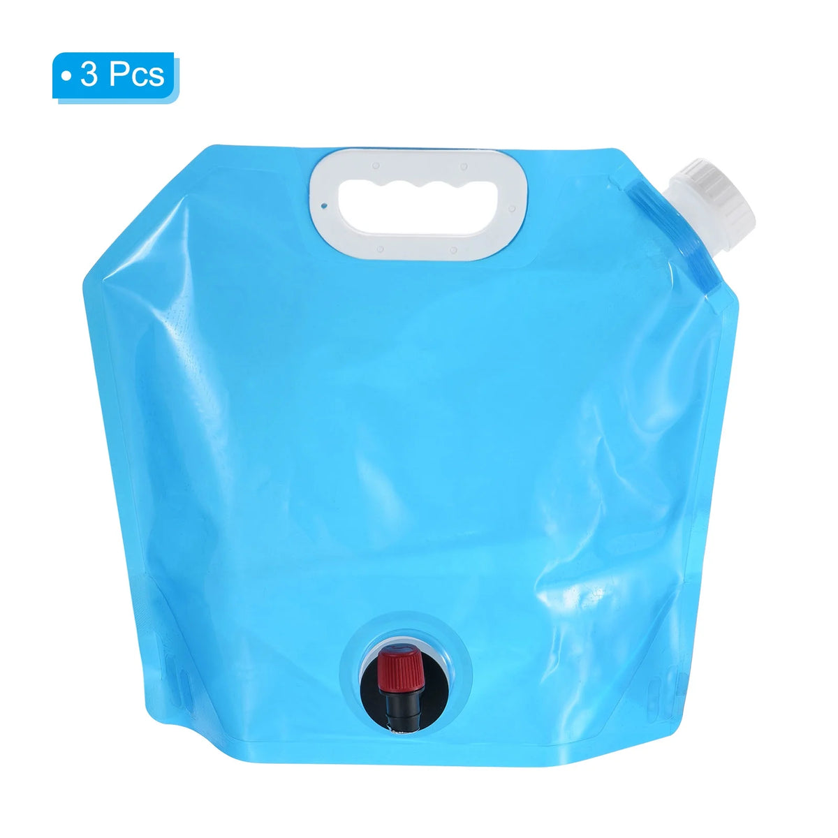 5L Collapsible Water Container Bag with Spigot, 3 Pack Blue W4907
