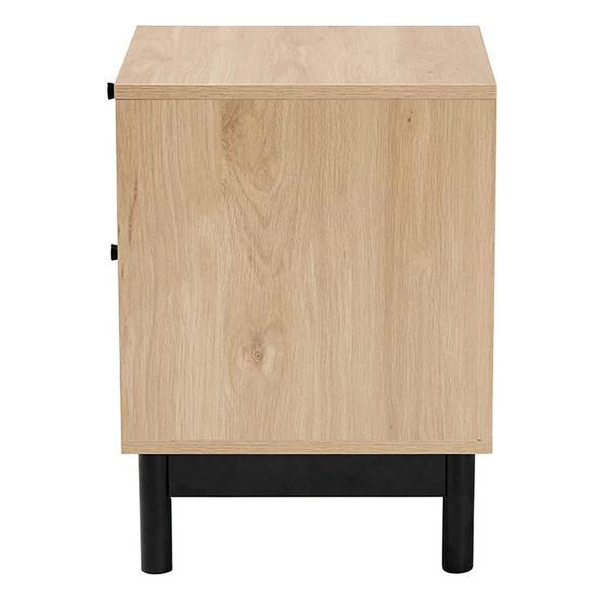Light Brown Black Wood 2-Drawer Square End Table W478275