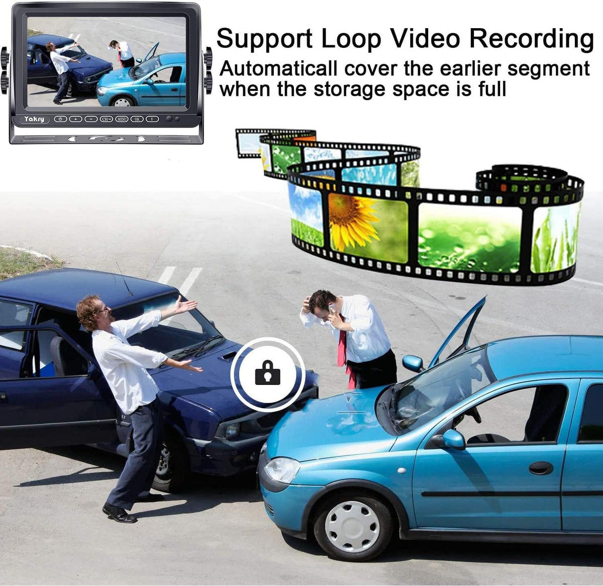 Wireless HD 1080P Backup Camera with 7 Inch Touch Key DVR Monitor W366414