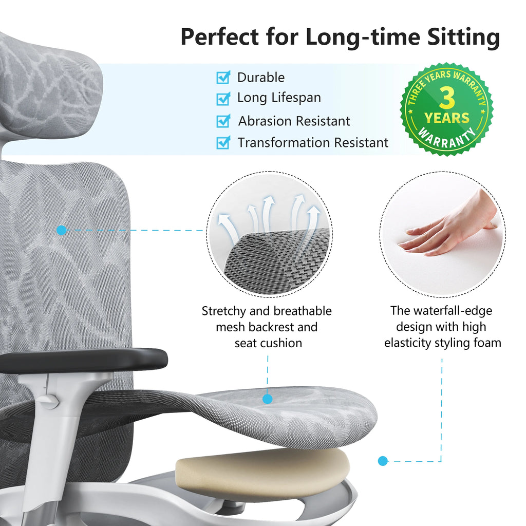 Black Ergonomic Mesh Office Chair with Headrest and Lumbar Support J2465