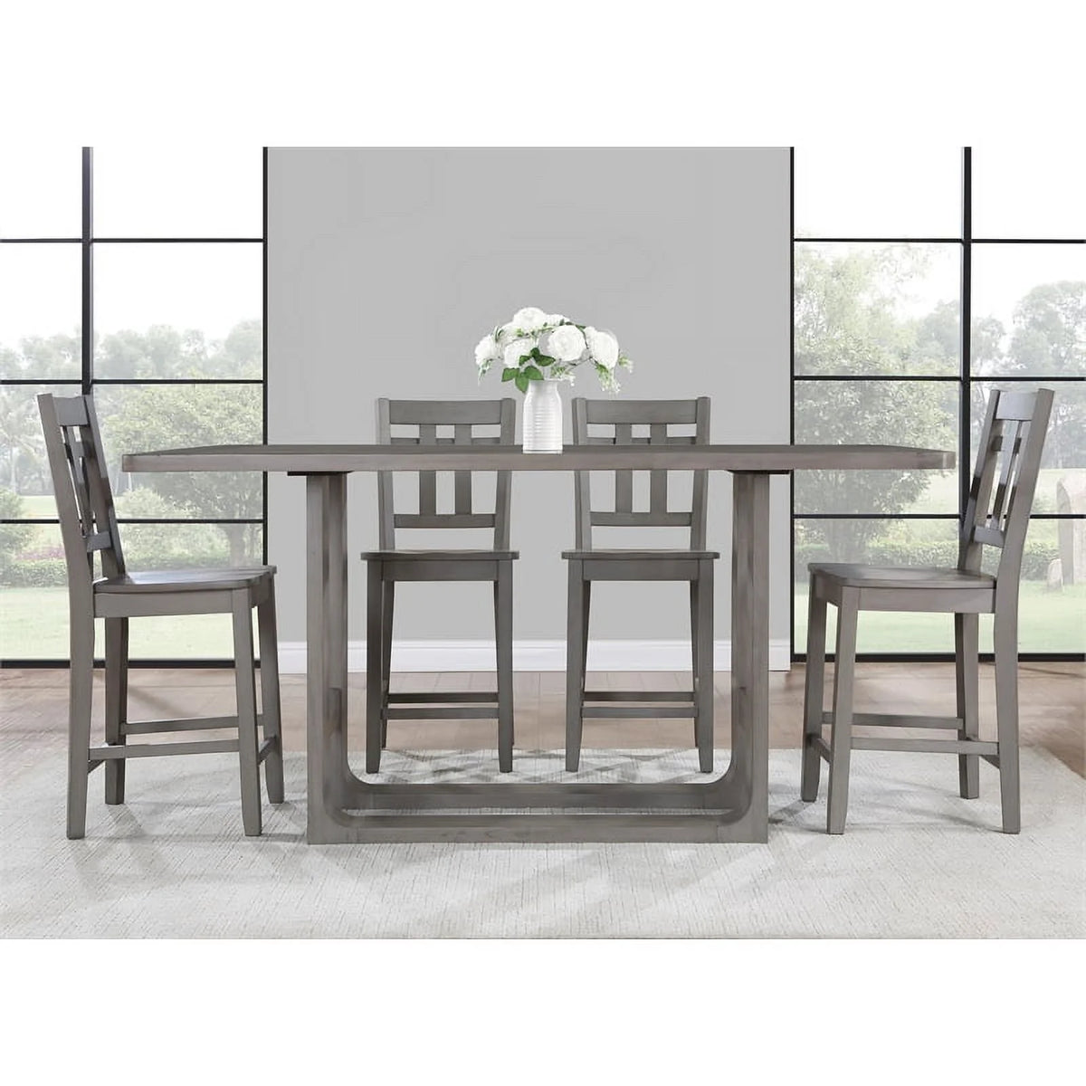 Gray Wood 5-Piece Counter Height Dining Set M954